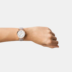 Carlie Women Quartz Silver Dial Analog Leather Watch ES5161