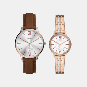 Addison Couple Quartz White Dial Analog Stainless Steel Watch ES5176SET