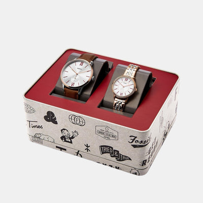 Addison Couple Quartz White Dial Analog Stainless Steel Watch ES5176SET