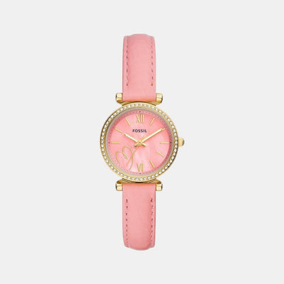 Carlie Women Quartz Pink Dial Analog Leather Watch ES5177