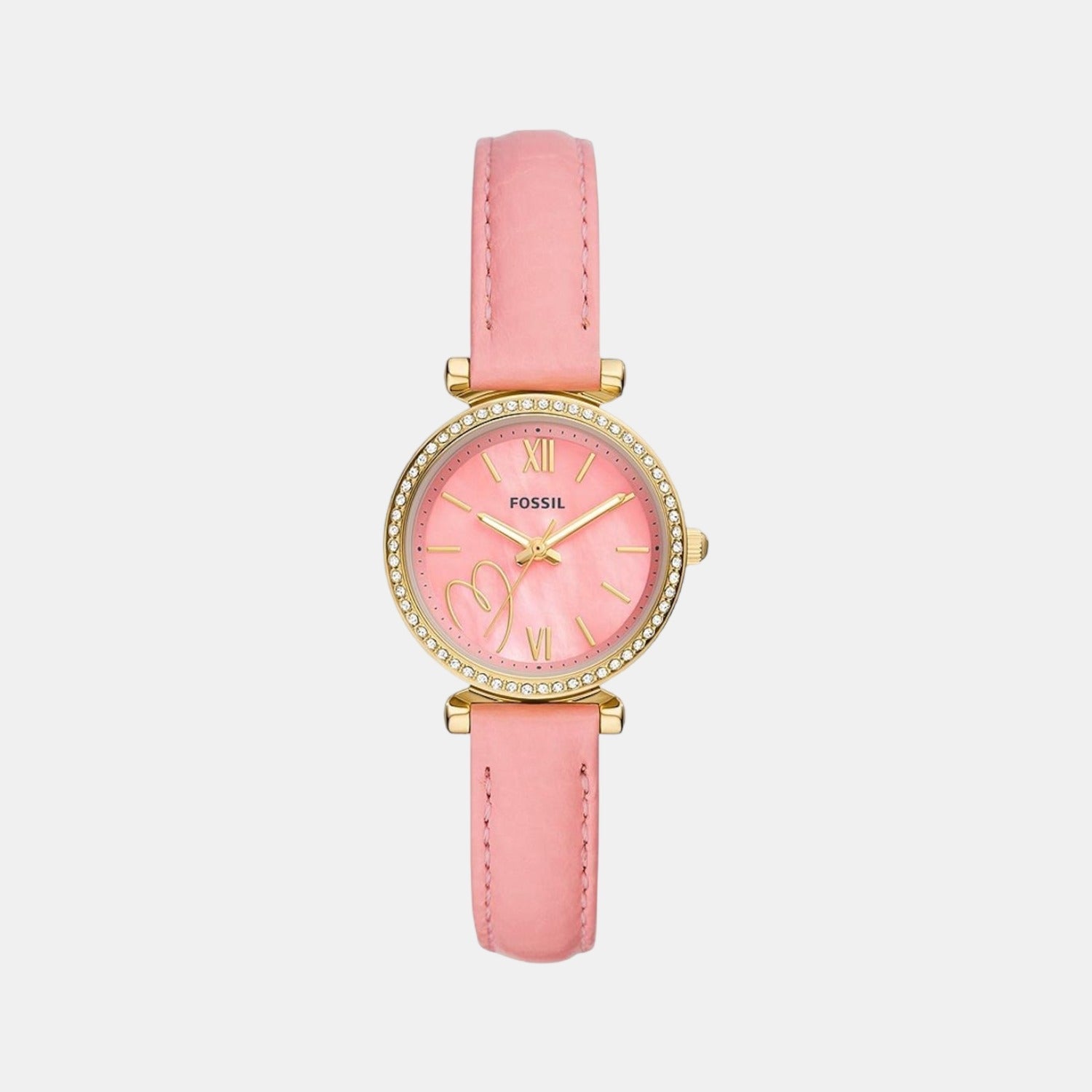 Carlie Women Quartz Pink Dial Analog Leather Watch ES5177