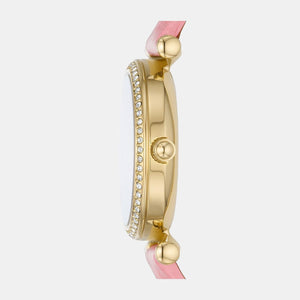 Carlie Women Quartz Pink Dial Analog Leather Watch ES5177