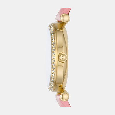 Carlie Women Quartz Pink Dial Analog Leather Watch ES5177