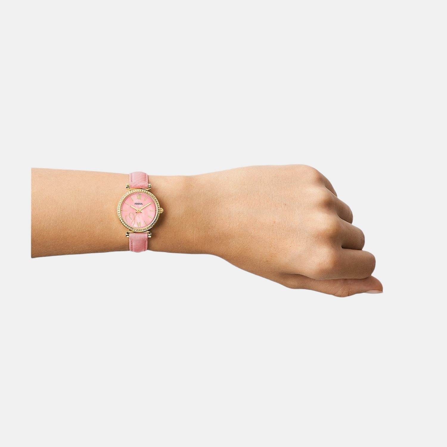 Carlie Women Quartz Pink Dial Analog Leather Watch ES5177