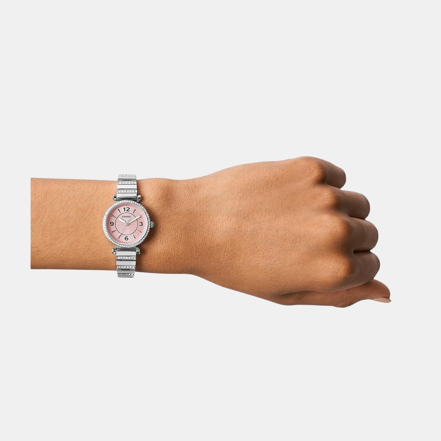 Carlie Women Quartz Pink Dial Analog Stainless Steel Watch ES5189