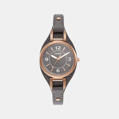 Carlie Women Quartz Rose Gold Dial Analog Leather Watch ES5212