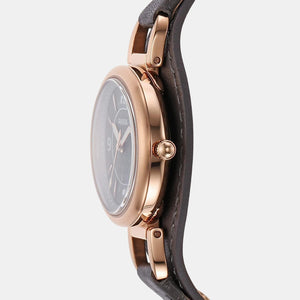 Carlie Women Quartz Rose Gold Dial Analog Leather Watch ES5212