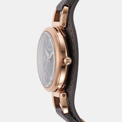 Carlie Women Quartz Rose Gold Dial Analog Leather Watch ES5212