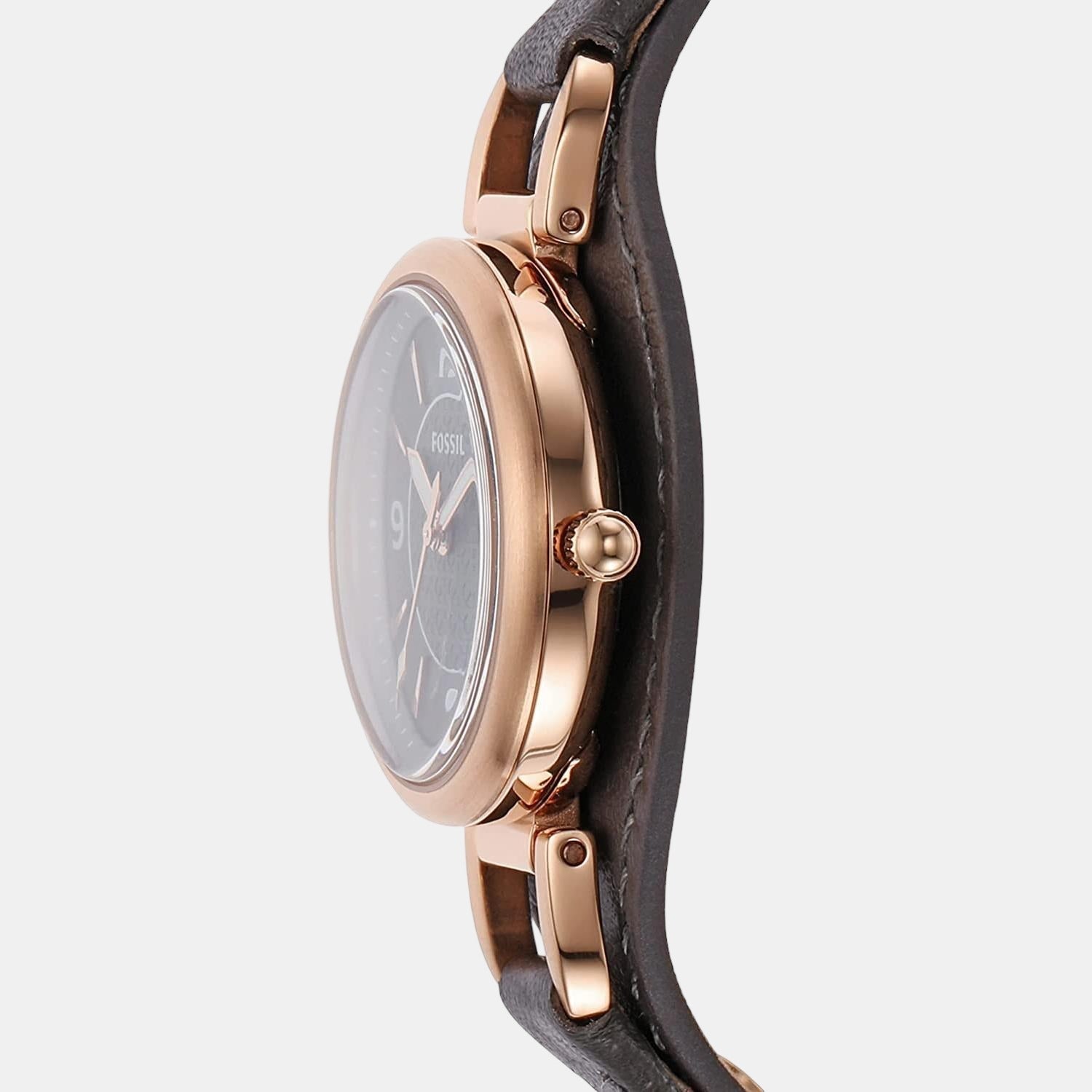 Carlie Women Quartz Rose Gold Dial Analog Leather Watch ES5212