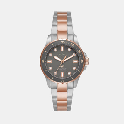 Fossil Blue Dive Women Quartz Grey Dial Analog Stainless Steel Watch ES5348