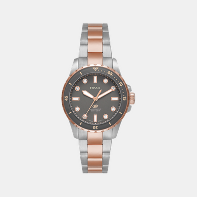 Fossil Blue Dive Women Quartz Grey Dial Analog Stainless Steel Watch ES5348