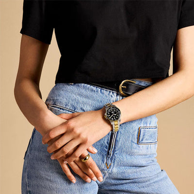 Fossil Blue Dive Black Dial Women 36mm