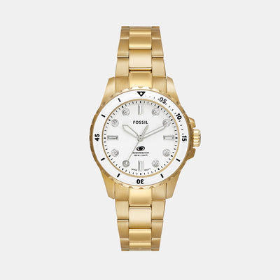 Fossil Blue Dive Women Quartz White Dial Analog Stainless Steel Watch ES5350