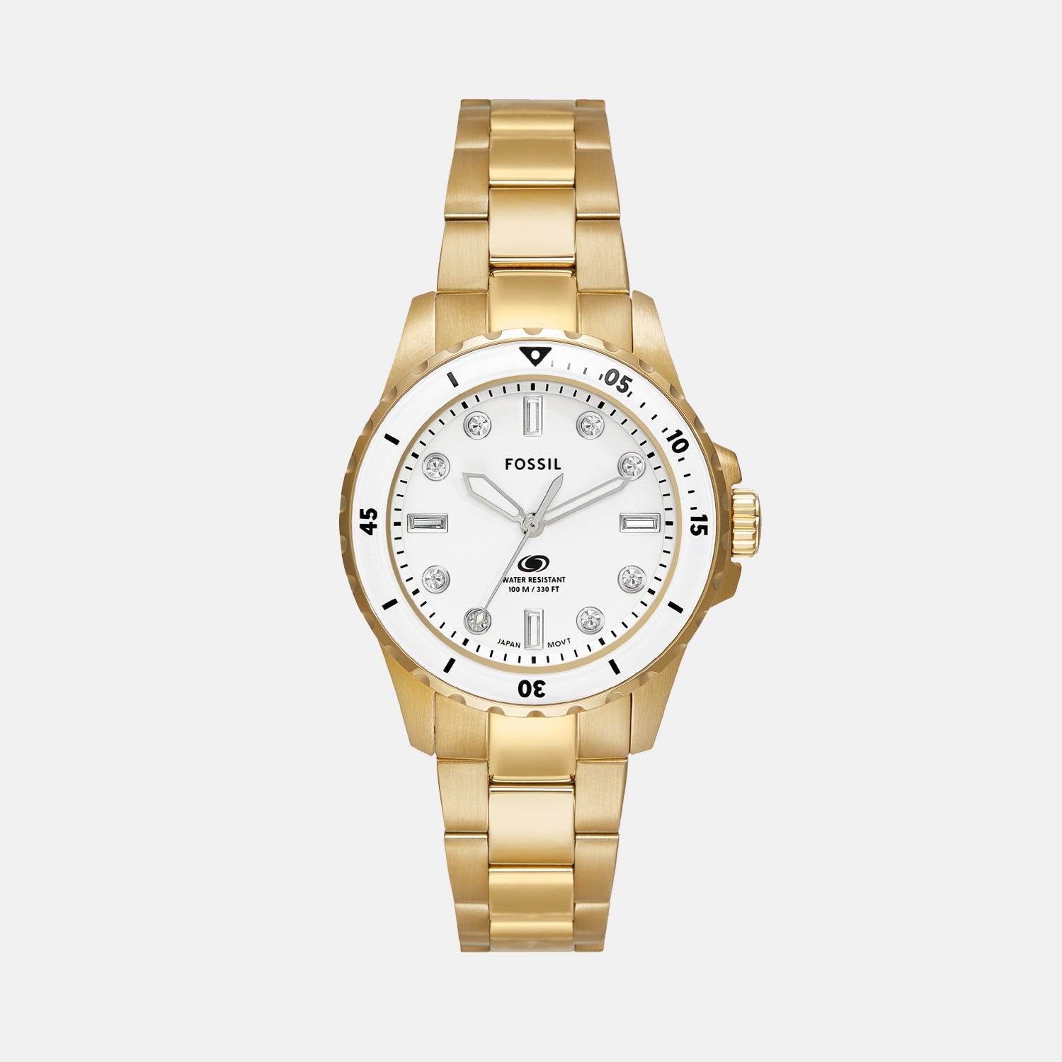 Fossil Blue Dive Women Quartz White Dial Analog Stainless Steel Watch ES5350