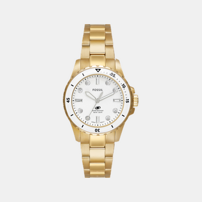 Fossil Blue Dive Women Quartz White Dial Analog Stainless Steel Watch ES5350