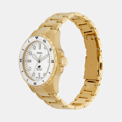 Fossil Blue Dive Women Quartz White Dial Analog Stainless Steel Watch ES5350
