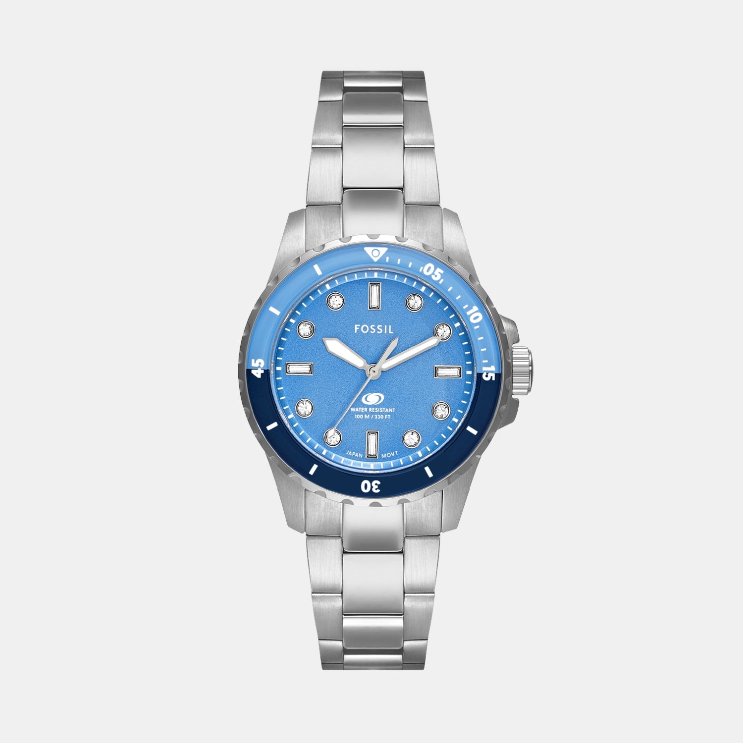 Fossil Blue Dive Women Quartz Blue Dial Analog Stainless Steel Watch ES5353