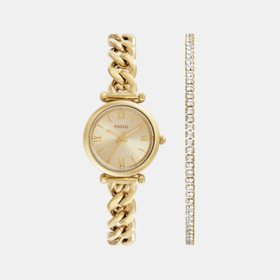 Carlie Women Quartz Gold Dial Analog Stainless Steel Watch ES5387SET