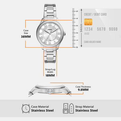 Gilmore Women Quartz Silver Dial Analog Stainless Steel Watch ES5393
