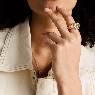 Fossil Watch Ring Gold Dial Women 18mm ES5407