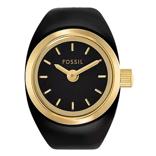 Fossil Watch Ring Black Dial Unisex 15mm ES5413
