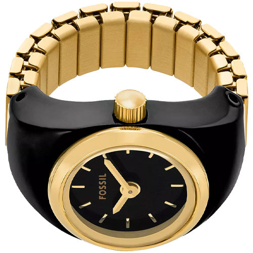 Fossil Watch Ring Black Dial Unisex 15mm ES5413