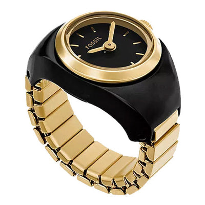 Fossil Watch Ring Black Dial Unisex 15mm ES5413