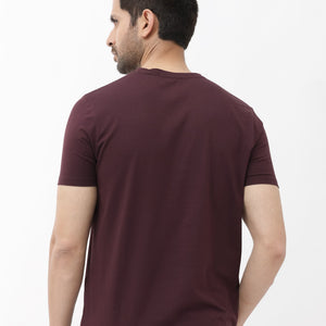 Rare Rabbit Mens Eso Maroon Short Sleeve Graphic Print Regular Fit T-Shirt