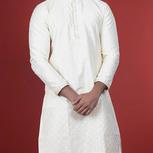 Cream Kurta With Gold Chudidar-Cream