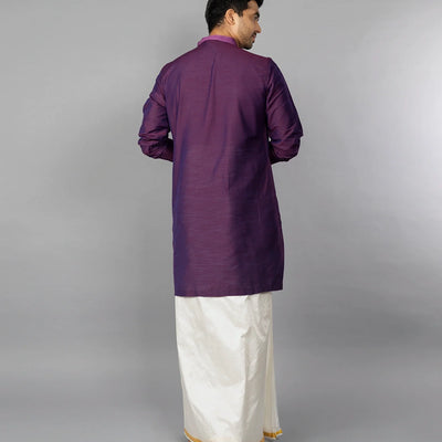 Royal Violet Kurta With Embroidered Placket-Violet