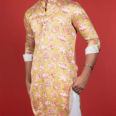 Green Floral Printed Kurta-Green