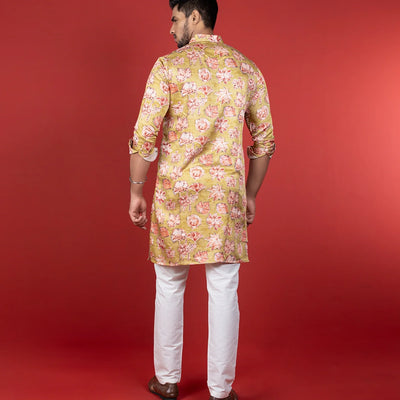 Green Floral Printed Kurta-Green