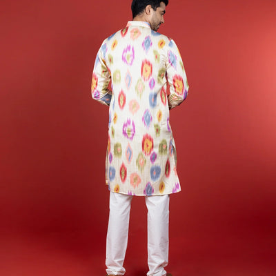 Multicolor Printed Cream Kurta -Multi colour