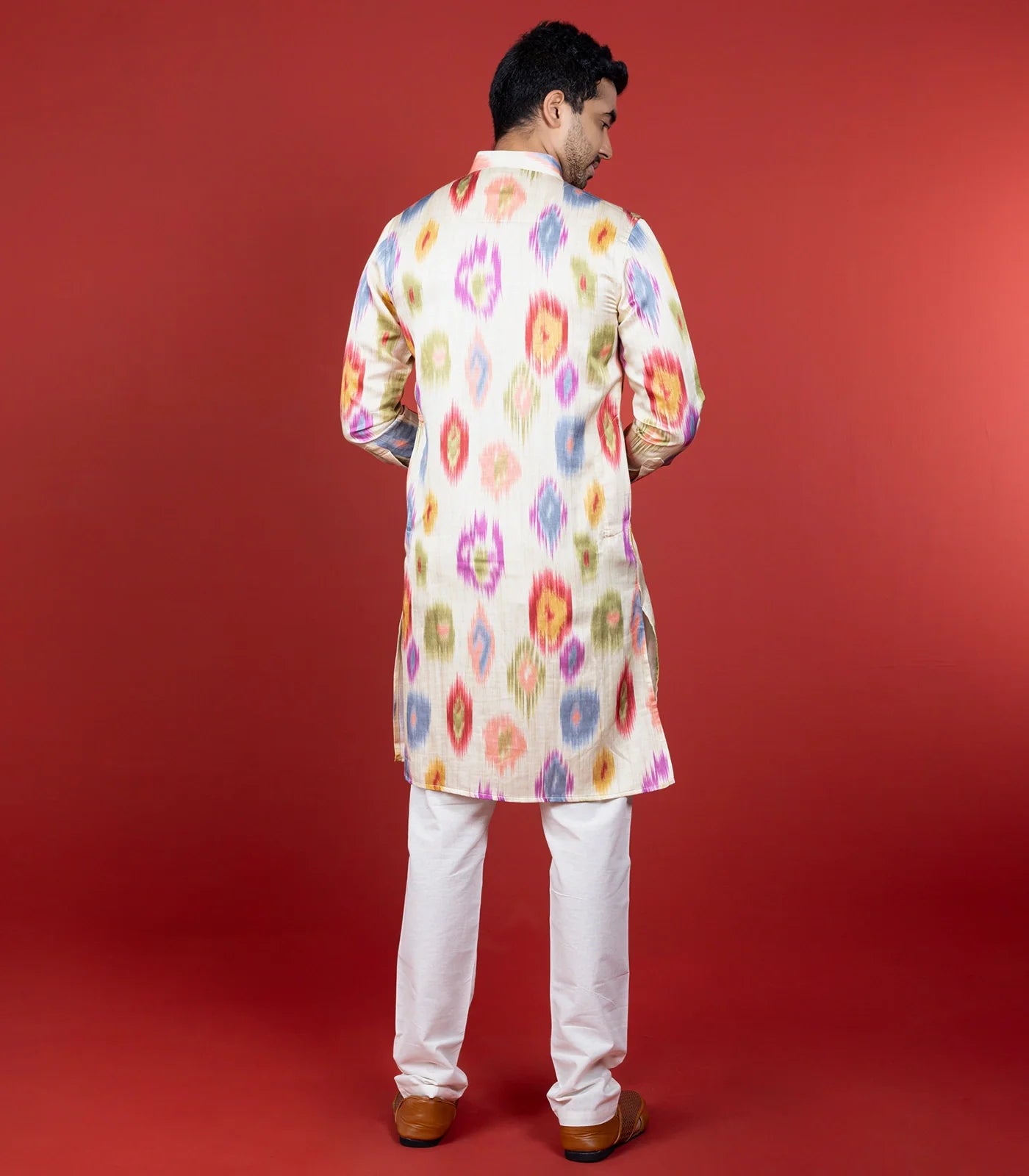 Multicolor Printed Cream Kurta -Multi colour