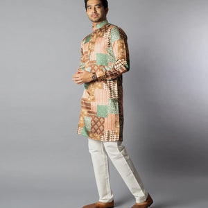 Multicolor Patch Printed Kurta-Multi colour