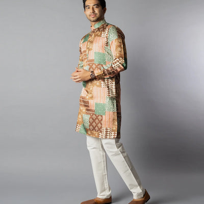 Multicolor Patch Printed Kurta-Multi colour