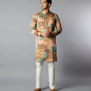 Multicolor Patch Printed Kurta-Multi colour