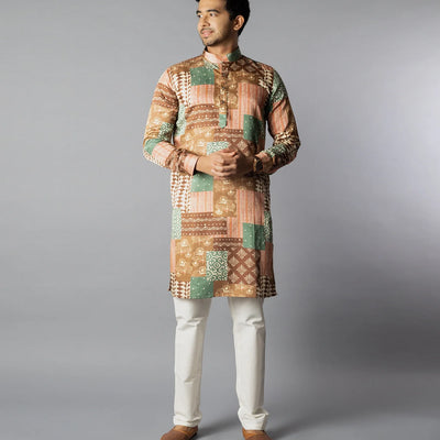 Multicolor Patch Printed Kurta-Multi colour