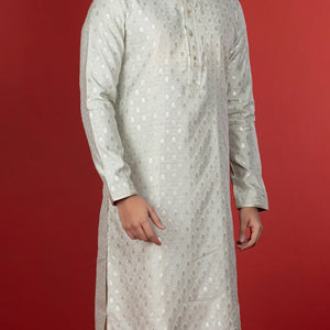 Ivory Kurta With Sequin Embellishment And White Chudidar-Ivory