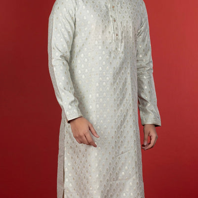 Ivory Kurta With Sequin Embellishment And White Chudidar-Ivory