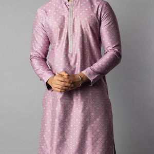 Mauve Orchid Kurta With White Straight Fit Pants-Mauve
