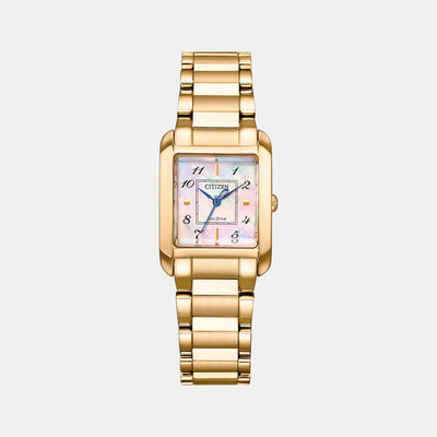 Citizen L Women Eco-Drive Champagne Dial Analog Stainless Steel Watch EW5603-89Y