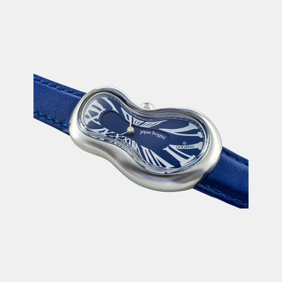 Classic Unisex Quartz Blue Dial Analog Leather Watch EX0001.0004