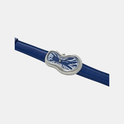 Classic Unisex Quartz Blue Dial Analog Leather Watch EX0001.0004