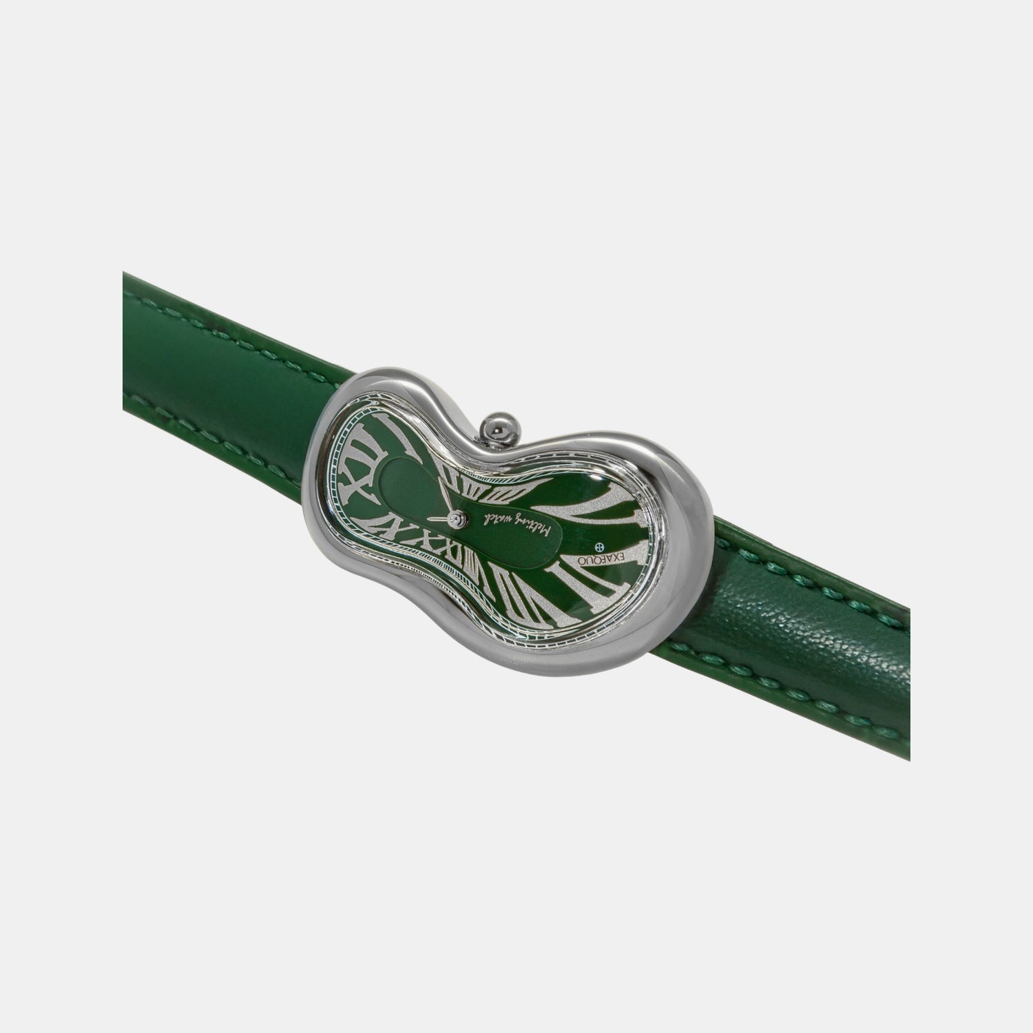 Classic Unisex Quartz Green Dial Analog Leather Watch EX0001.0005