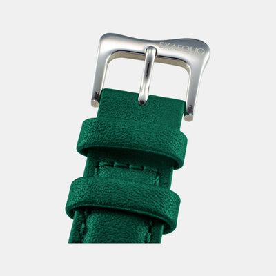 Classic Unisex Quartz Green Dial Analog Leather Watch EX0001.0005