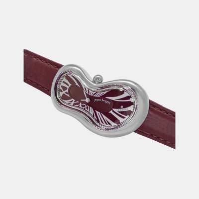 Classic Unisex Quartz Burgundy Dial Analog Leather Watch EX0001.0006