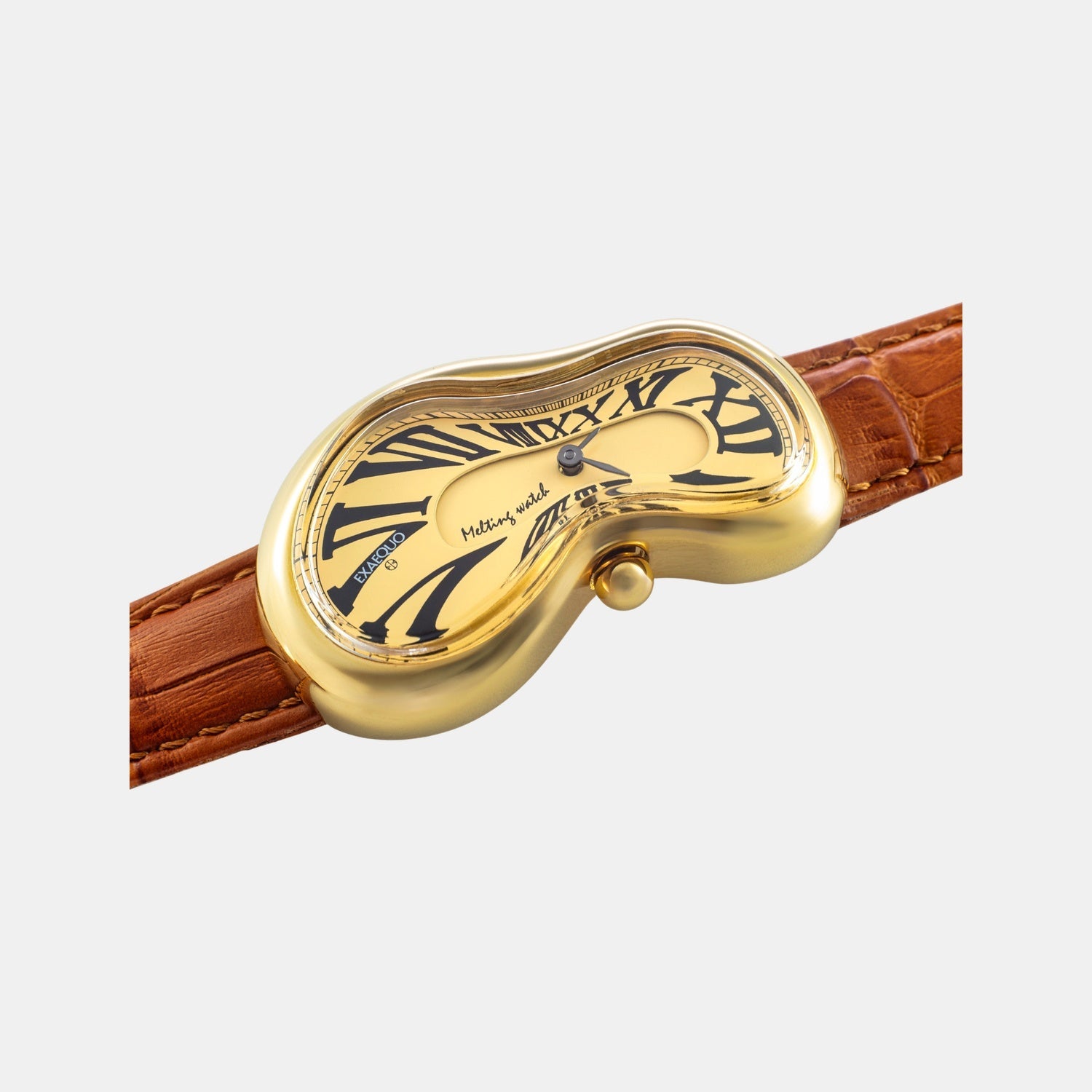 Classic Unisex Quartz Gold Dial Analog Leather Watch EX0002.0003