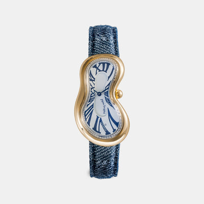 Classic Unisex Quartz White Dial Analog Aging Jeans Watch EX0002.0012