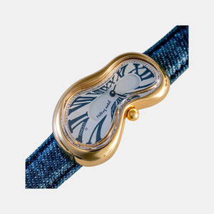 Classic Unisex Quartz White Dial Analog Aging Jeans Watch EX0002.0012